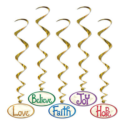 Hanging Decorations  - Christmas Words 5ct