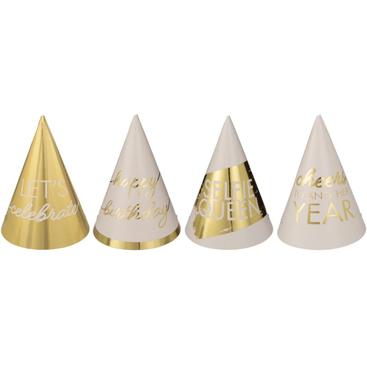 Mini Foil Cone Hats - Golden Age 12ct
