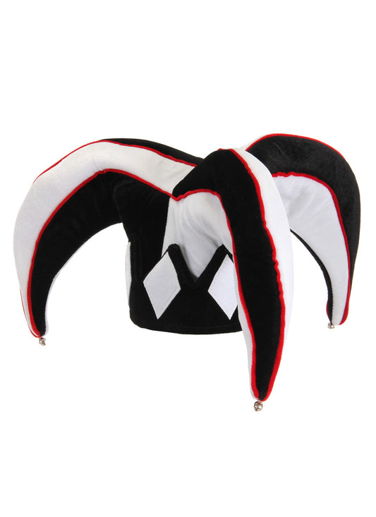 Court Jester Plush Hat - Black & White