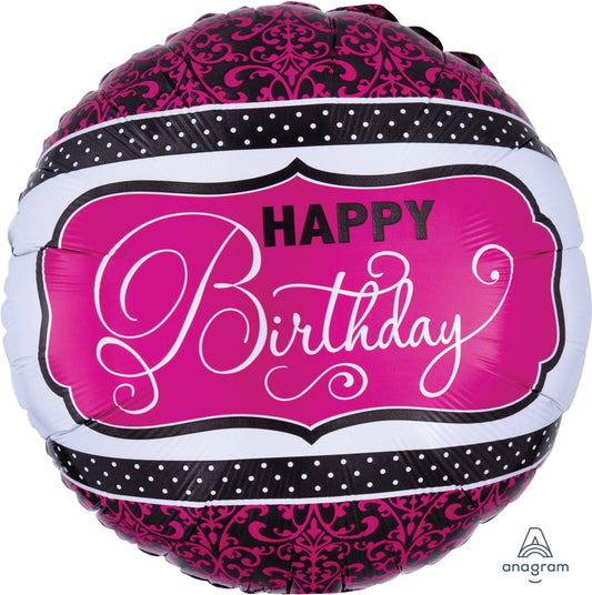 Birthday: Pink, Black, White - 17"