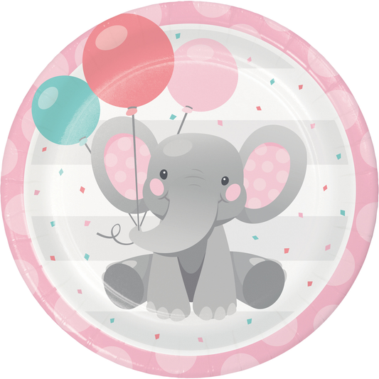 Lunch Plates - Enchanting Elephant (Pink) 8ct