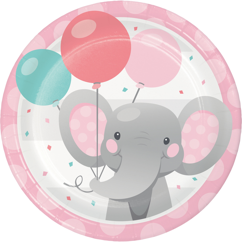 Dessert Plates - Enchanting Elephant (Pink) 8ct