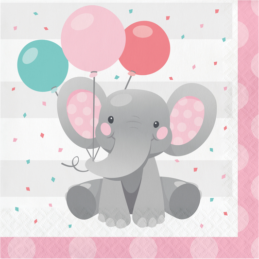 Lunch Napkins - Enchanting Elephant (Pink) 16ct