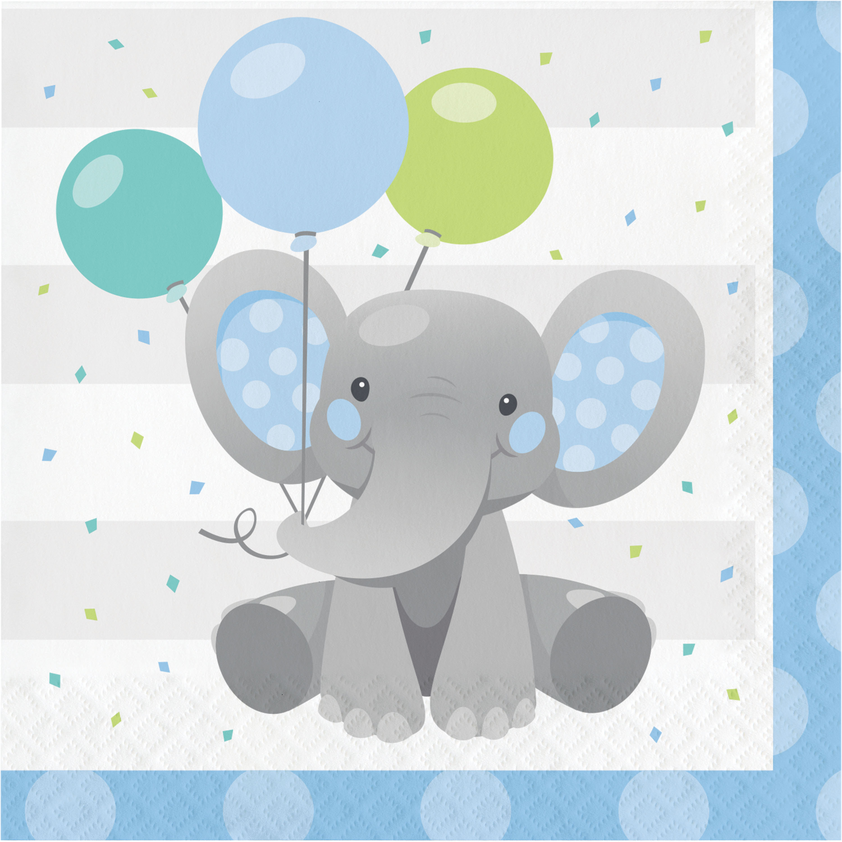 Lunch Napkins - Enchanting Elephant (Blue) 16ct