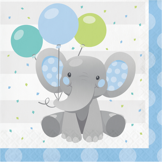 Lunch Napkins - Enchanting Elephant (Blue) 16ct