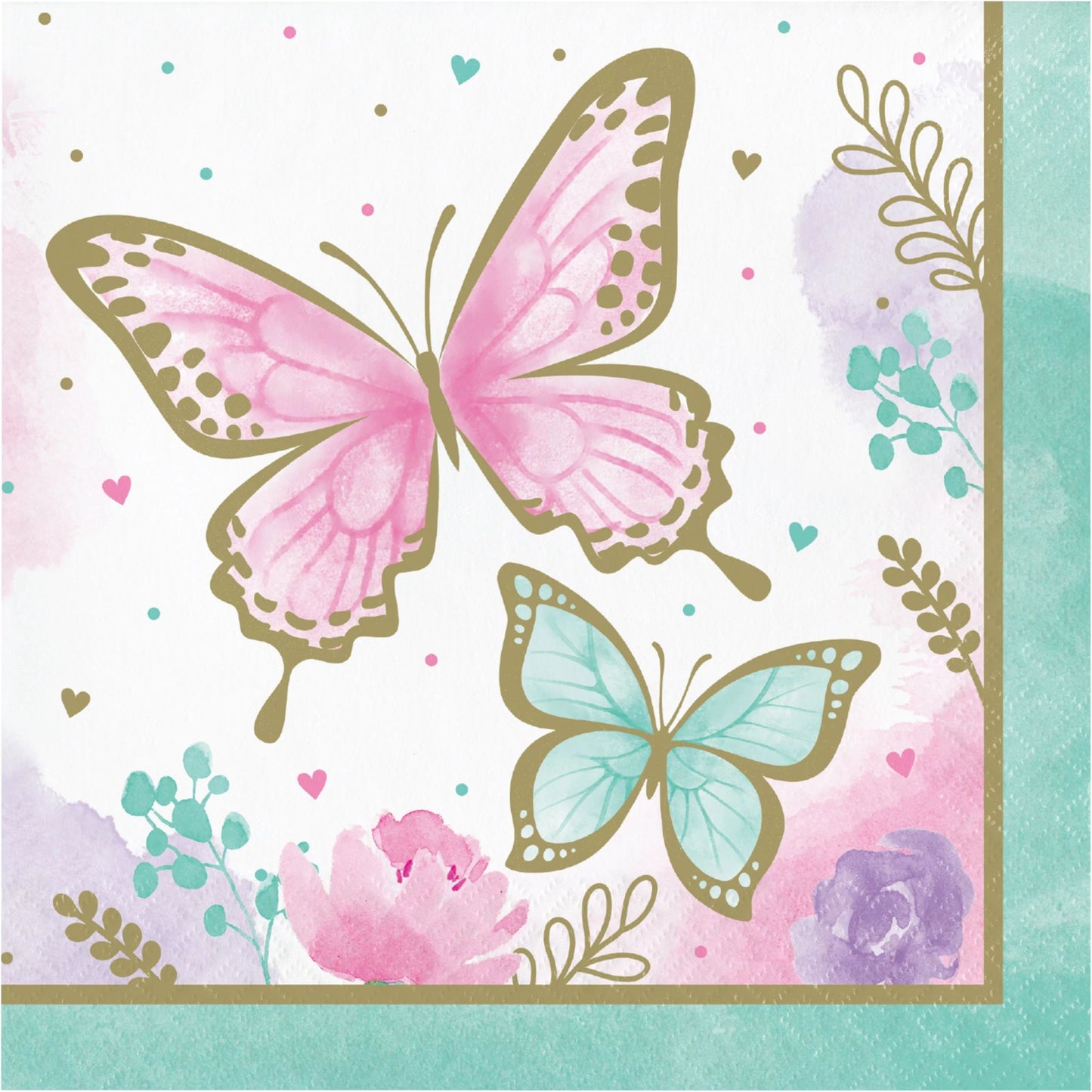 Lunch Napkins - Butterfly Shimmer 16ct