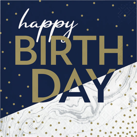 Lunch Napkins - Navy & Gold 16ct