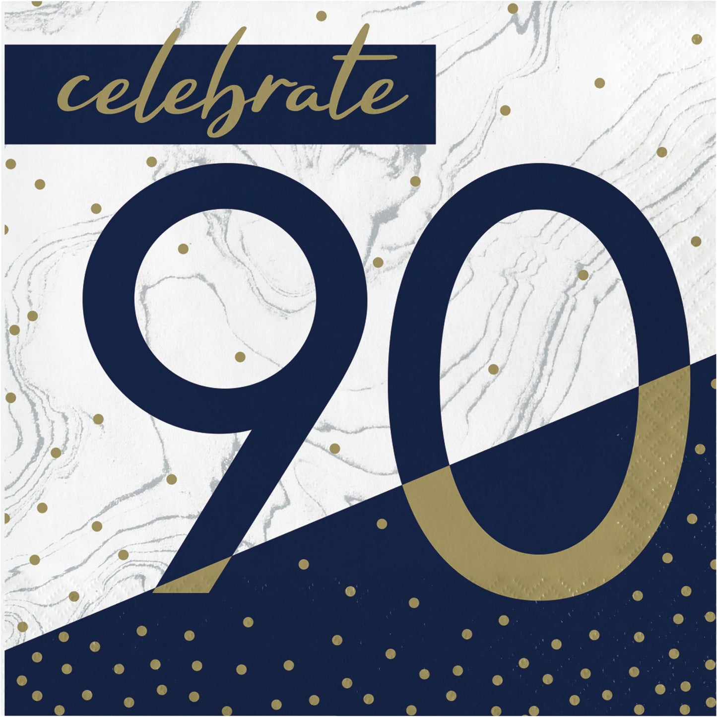 Lunch Napkins - Navy & Gold "90" 16ct