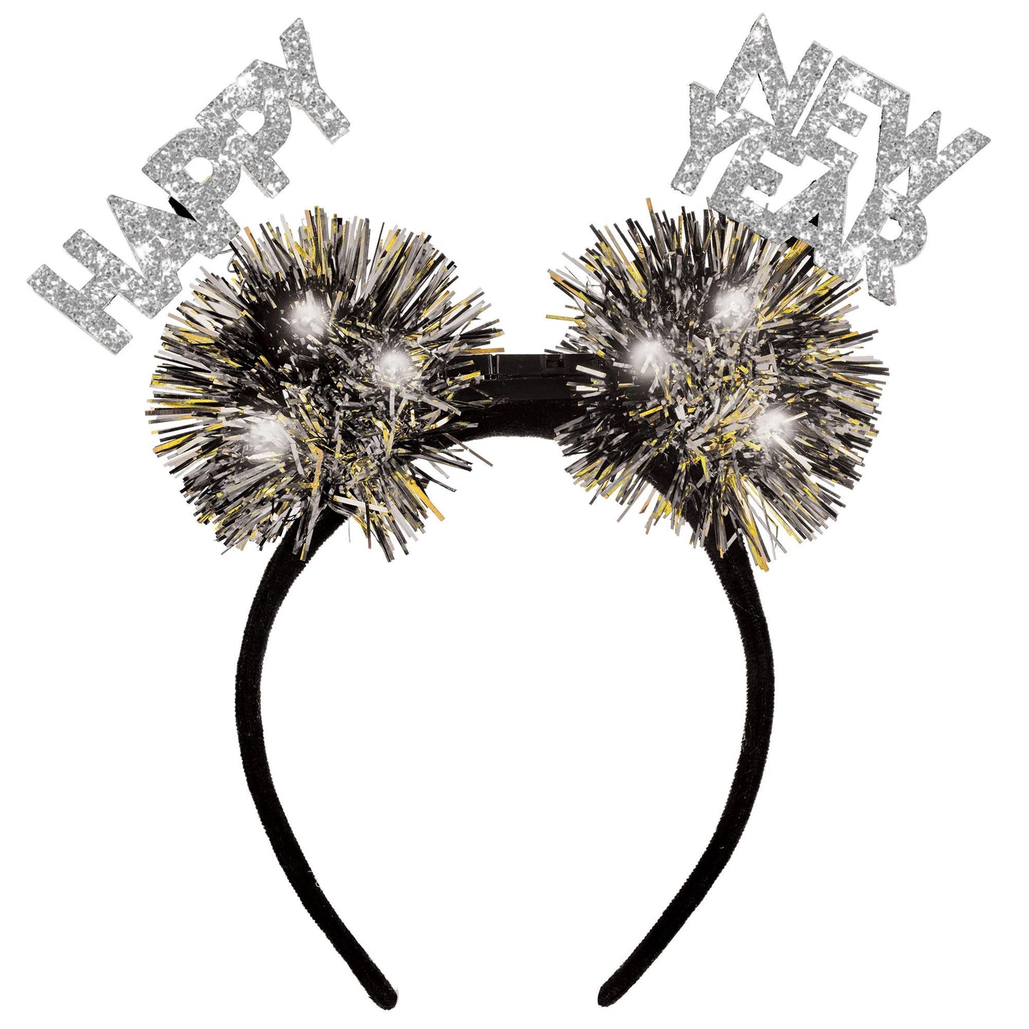 Tinsel Light-Up Pom Pom Headband