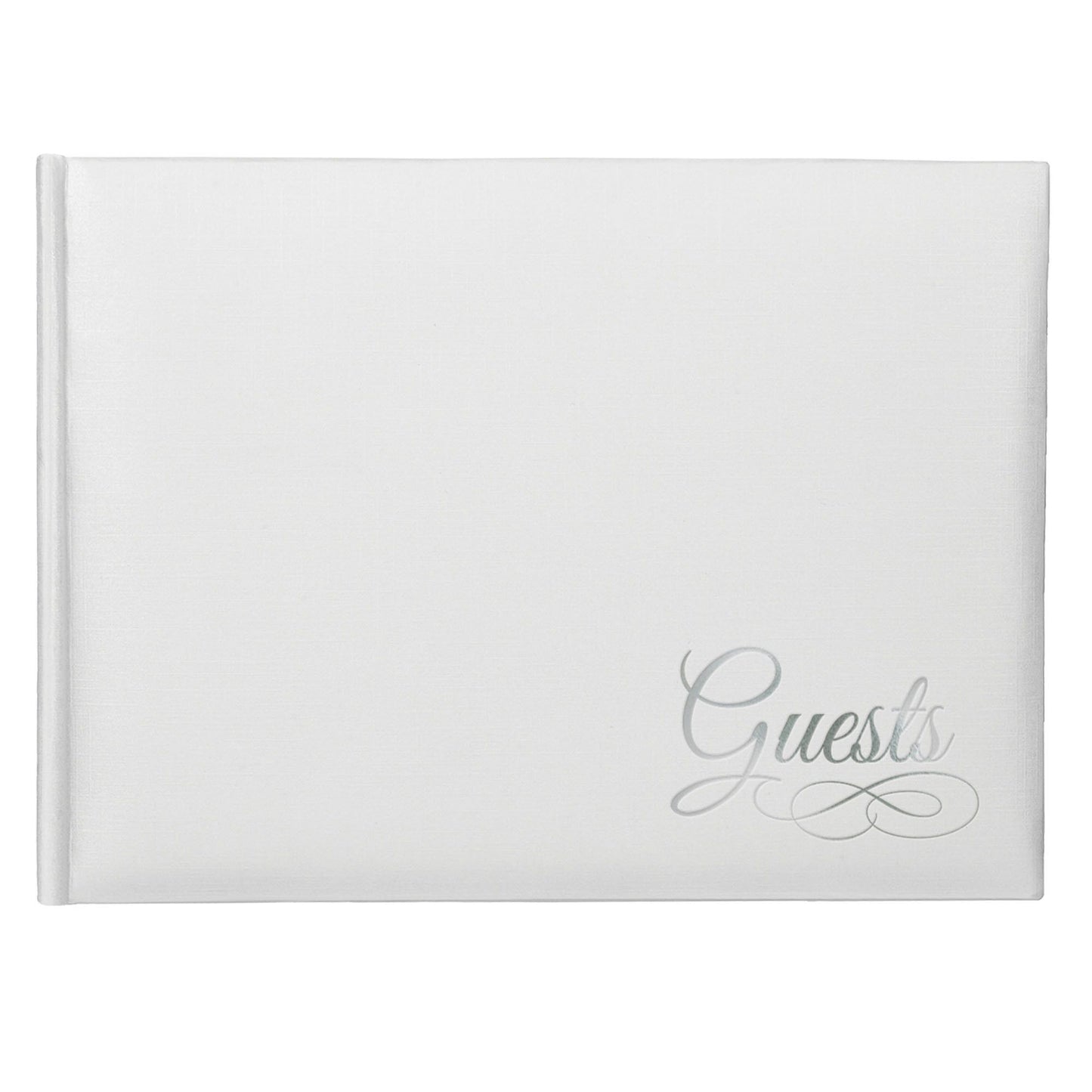 White Paper Guest Book With Silver Detail