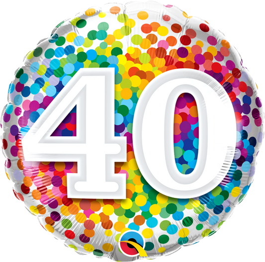 Birthday: #40 Rainbow Confetti - 18"