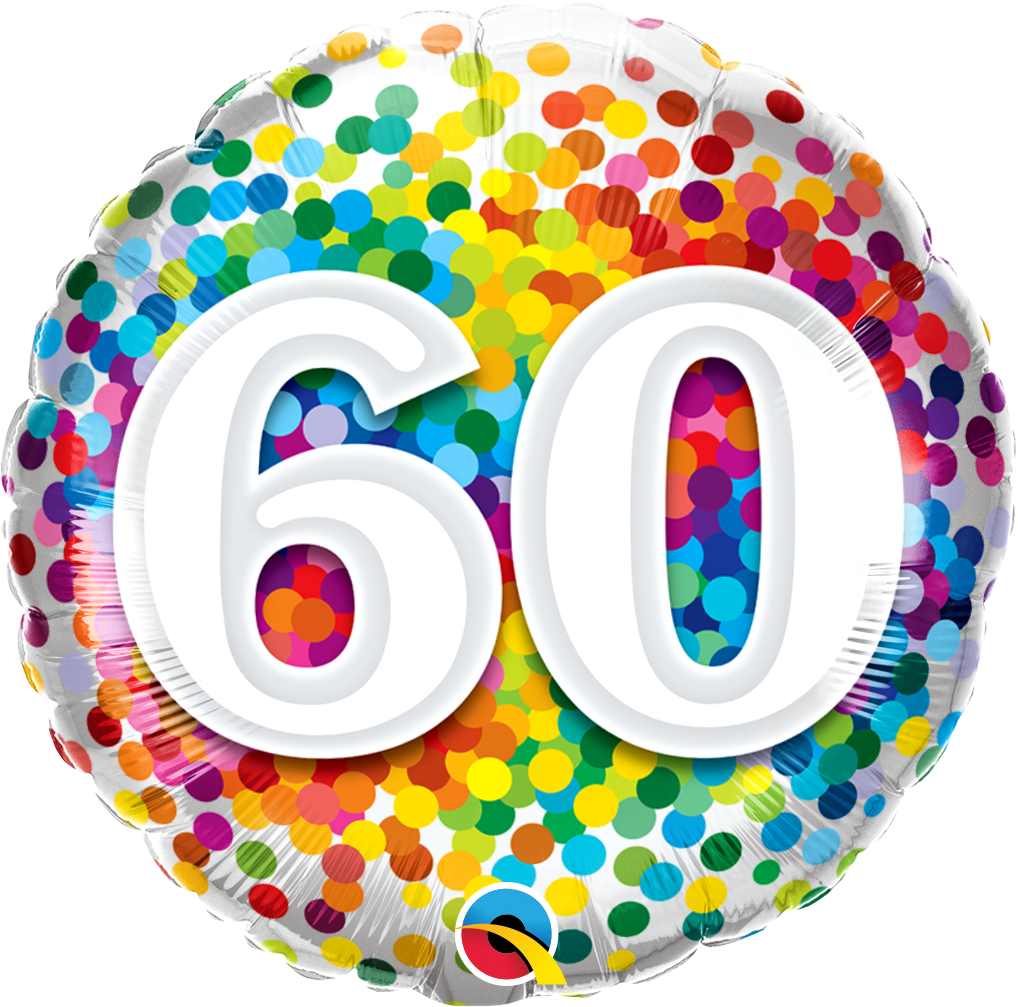 Birthday: #60 Rainbow Confetti - 18"