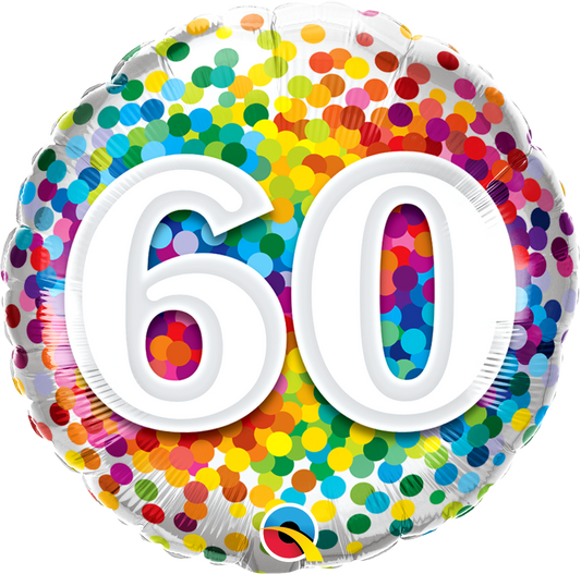 Birthday: #60 Rainbow Confetti - 18"