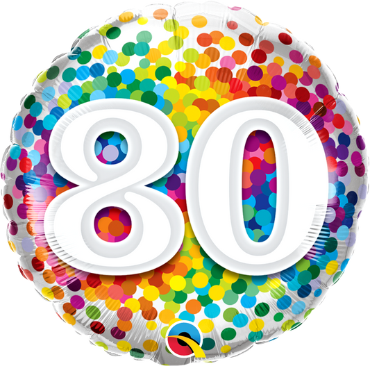 Birthday: #80 Rainbow Confetti - 18"