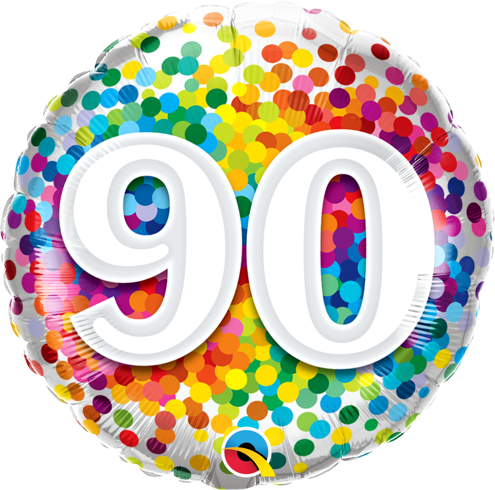 Birthday: #90 Rainbow Confetti - 18"