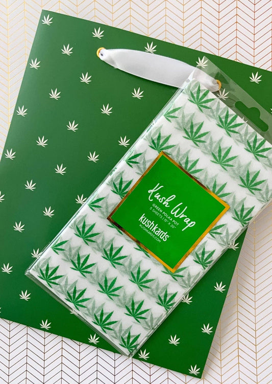 Gift Bag & Gift Wrap Combo - Green/White