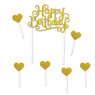 Cake Topper - Gold Happy Birthday