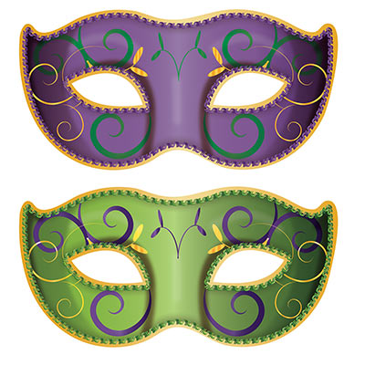 Jumbo Mardi Gras Mask Cutouts 2ct
