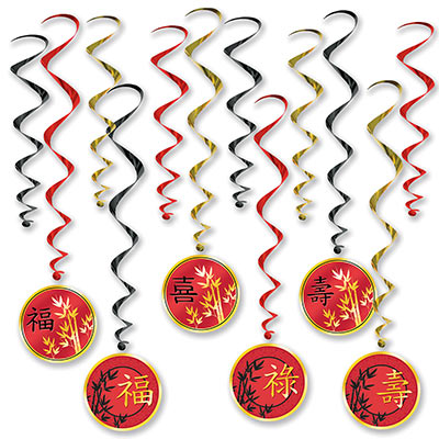 Hanging Decorations - Asian Whirls 12ct