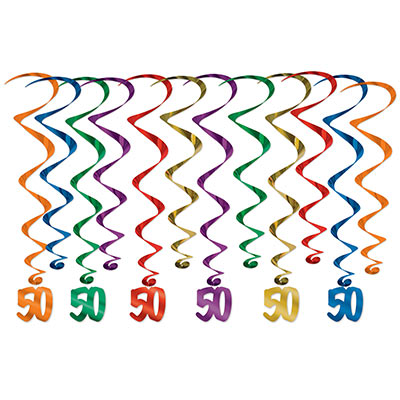 Hanging Decorations - "50" Whirls 12ct