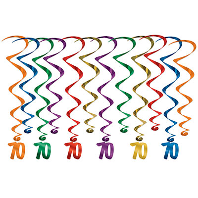 Hanging Decorations - "70" Whirls 12ct