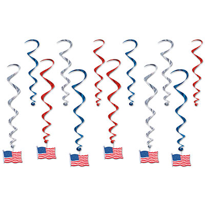Hanging Decorations - American Flags 12ct