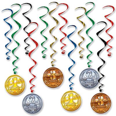 Hanging Decorations - Award Medal Whirls 12ct