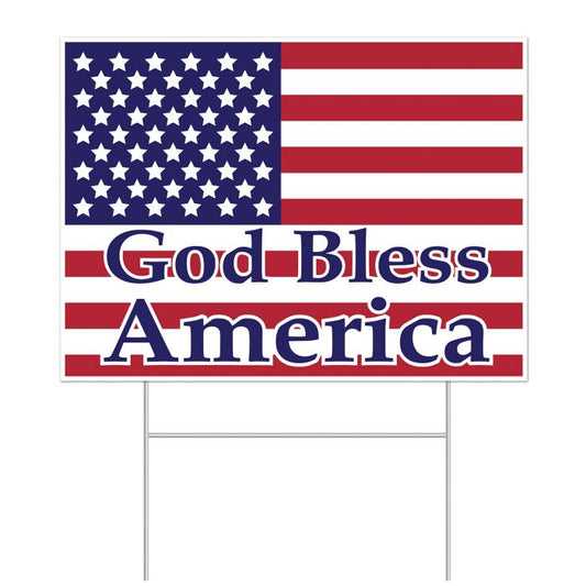 Plastic Yard Sign - God Bless America