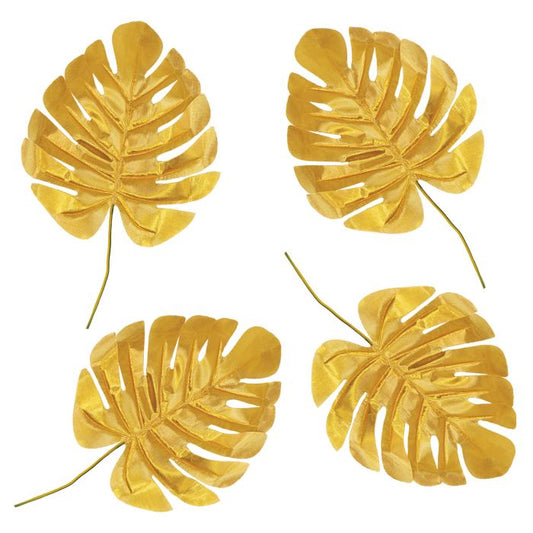 Fabric Gold Palm Leaves 4ct