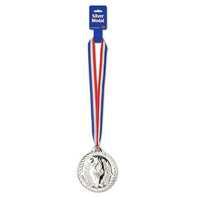 4" Medal With Ribbon - Silver