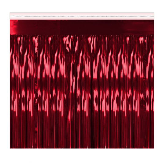 Metallic Fringe Drape - Red