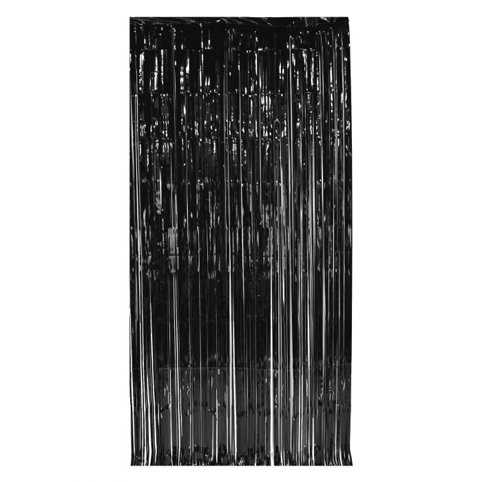 Metallic Fringe Curtain - Black
