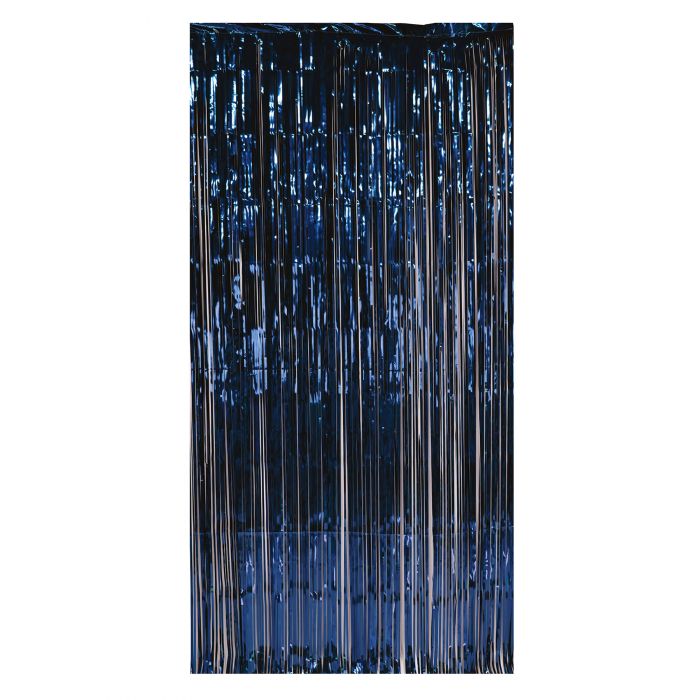 Metallic Fringe Curtain - Navy Blue