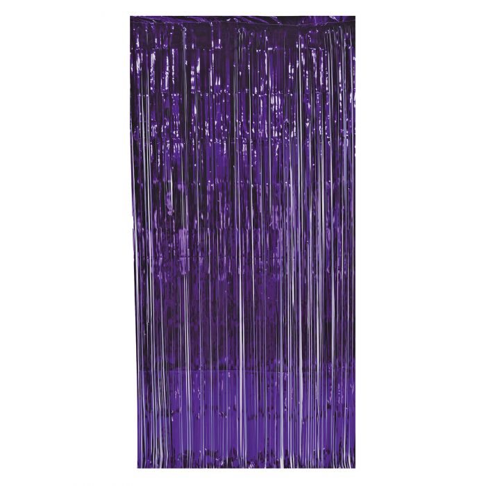 Metallic Fringe Curtain - Purple