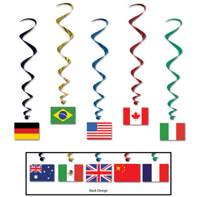 Hanging Decorations - International Flags 5ct