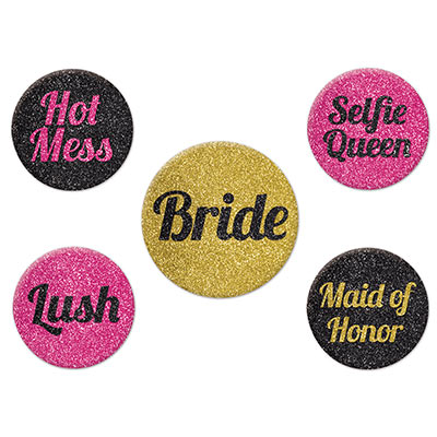 Party Buttons - Team Bride 5ct