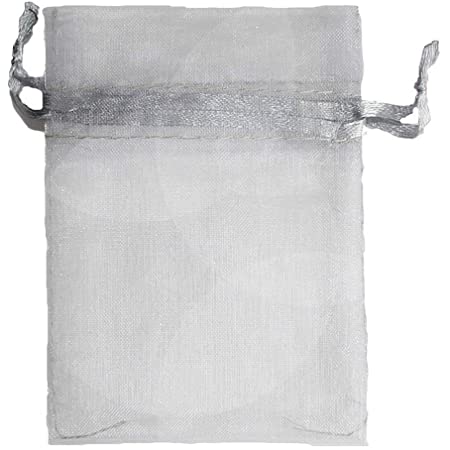 Large Organza Favor Pouches - Silver / blue 10ct