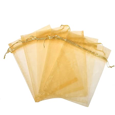 Large Organza Favor Pouches - Gold 10ct