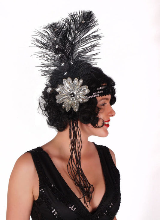 Sequin Flapper Headband - Black