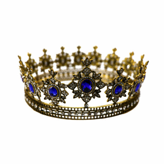 Metal Crown - Blue & Clear Stones