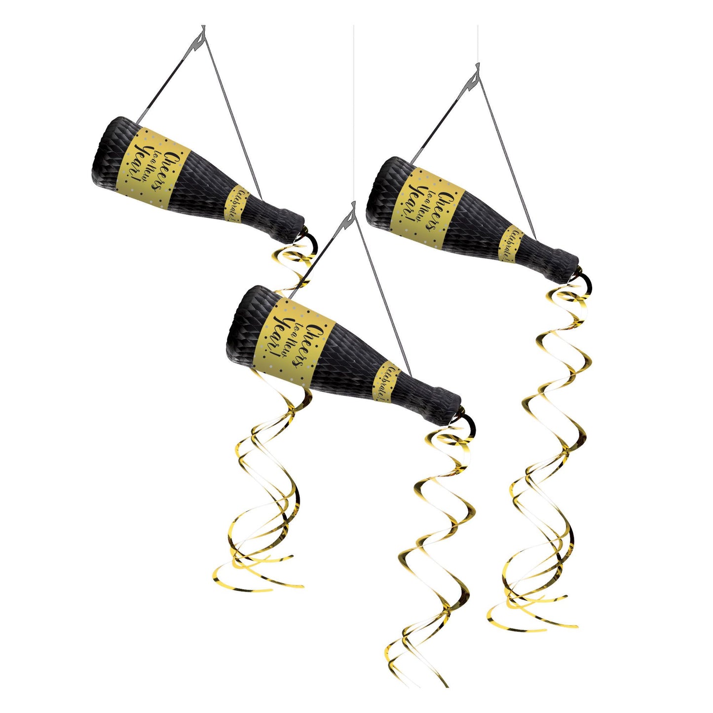 New Year's Bottle Hanging Decorations 3ct