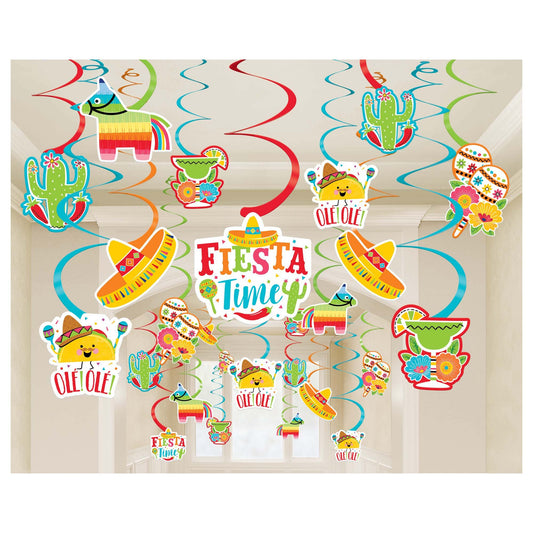 Hanging Decorations - Fiesta Paper Fans 30ct