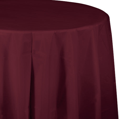 Round Plastic Table Cover - Burgundy