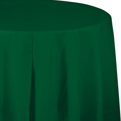 Round Plastic Table Cover - Hunter Green