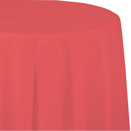 Round Plastic Table Cover - Coral