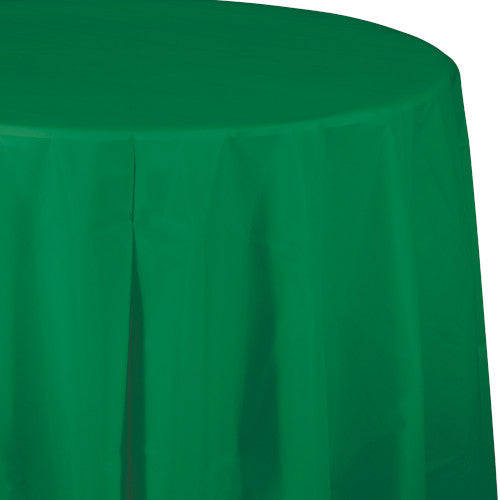 Round Plastic Table Cover - Emerald Green