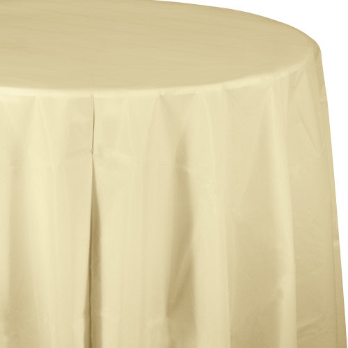 Round Plastic Table Cover - Ivory