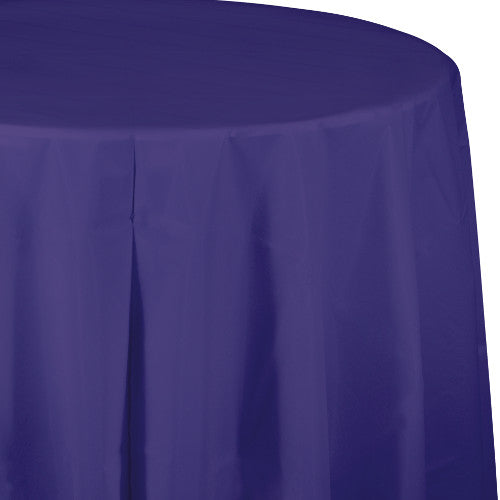 Round Plastic Table Cover - Purple