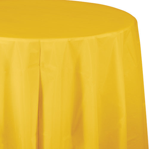 Round Plastic Table Cover - School Bus Yellow