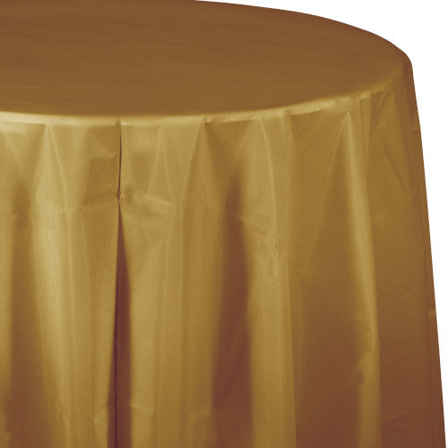 Round Plastic Table Cover - Glittering Gold